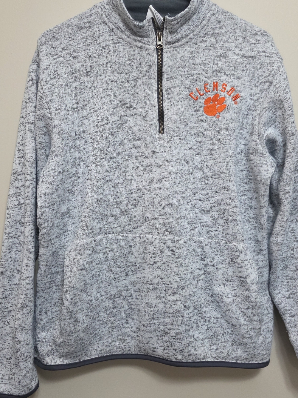 Champion Brand Clemson Heather Gray Quarter-Zip Pullover Sweater Size Medium